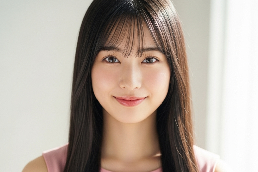 少し茶色がかった髪の毛と、瞳の茶色があっている女性のポートレート