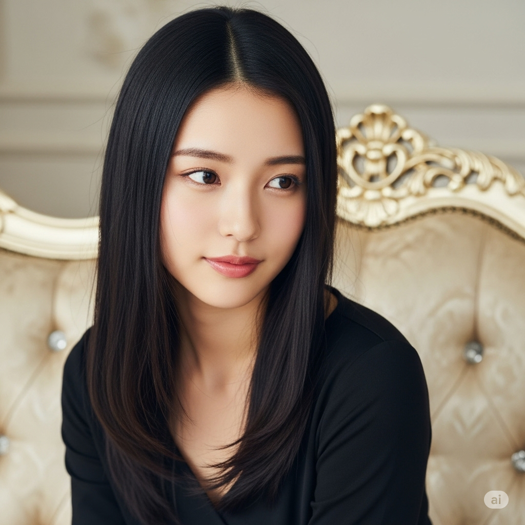 こちらを見ずにどこか目線をはずしている真剣なまなざしの女性のポートレート