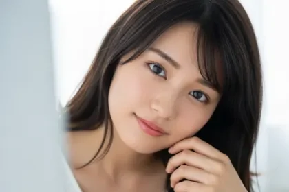 扉を開けると、三角座りしている女性がこちらを見ている