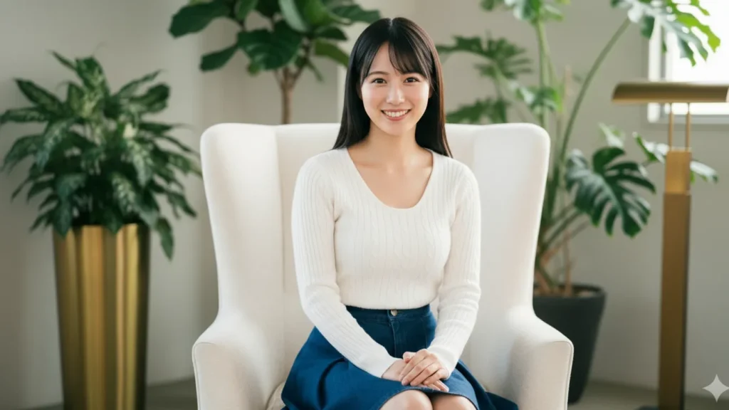 面接を受け、動画を撮影している女性