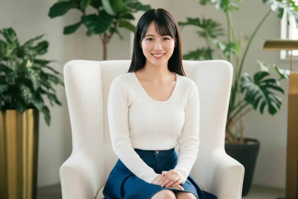 面接を受け、動画を撮影している女性