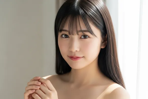 朝日を浴びて、とてもセクシーさがある感じの女性のポートレート