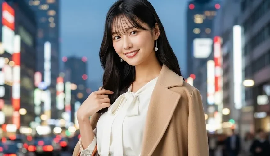 都会の喧騒に佇んでいる女性