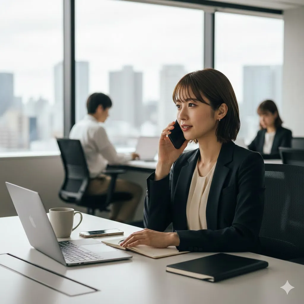 スタッフさんが電話をしている画像