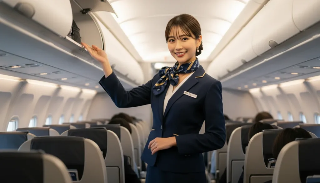 客室乗務員の仕事をしている女性のポートレート