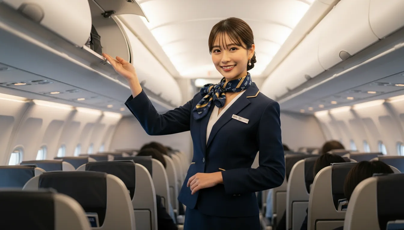 客室乗務員の仕事をしている女性のポートレート