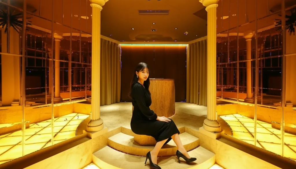 THE SALONの室内に座っているまどかさん