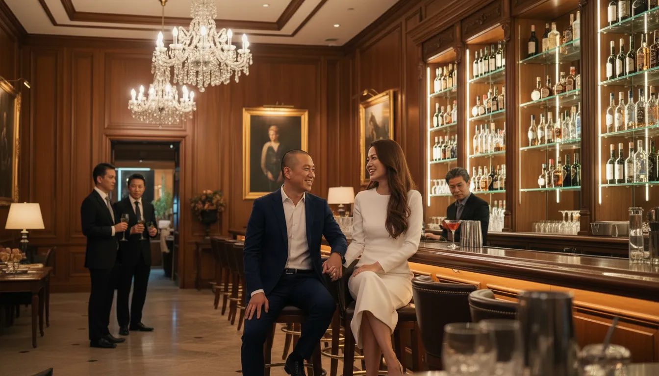 高級なbarで談笑する男女