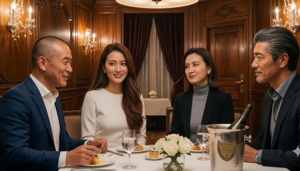 4人で合コンセッティングをしている様子