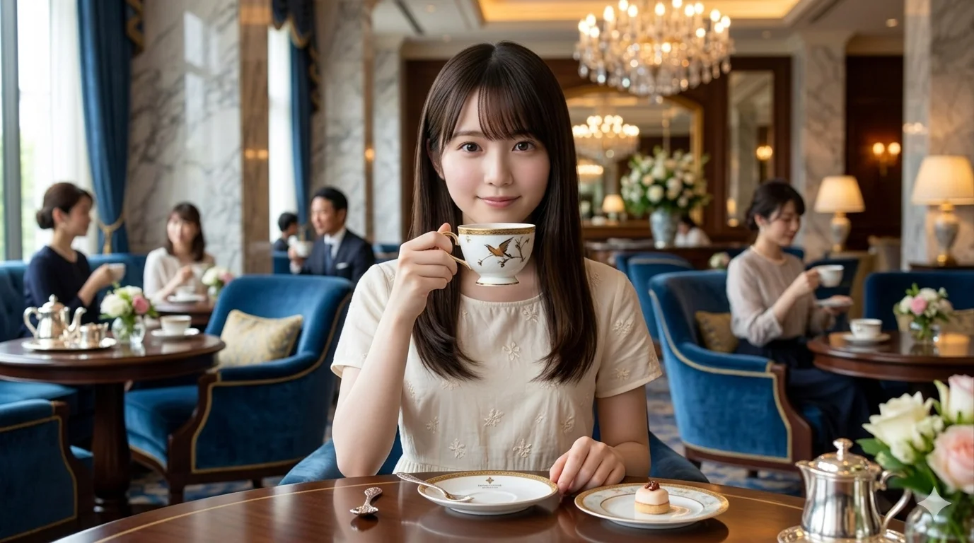 カフェでコーヒーを飲む美栄さん