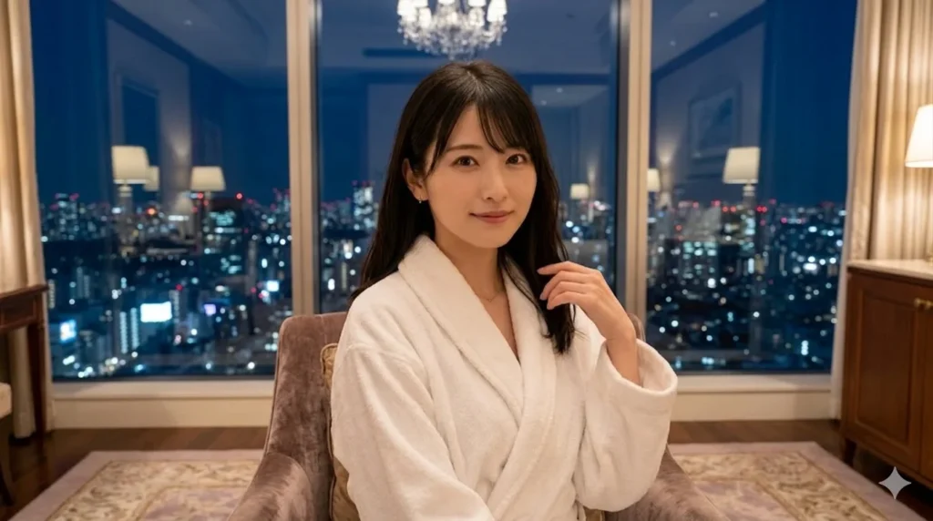 ホテルのスイートルームで佇んでいる葉月さん