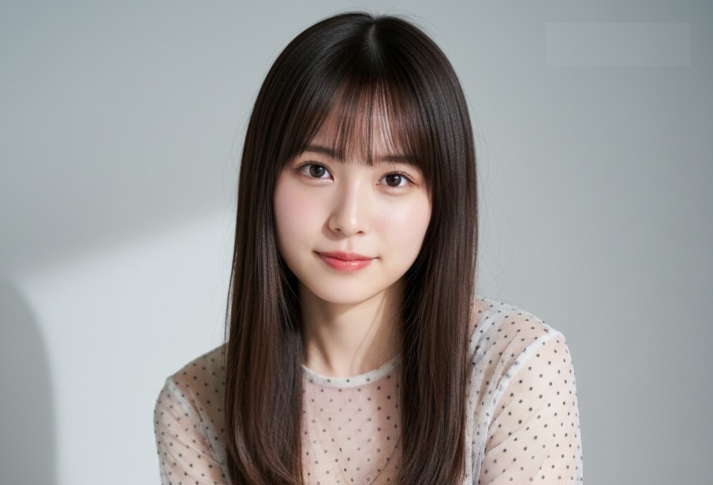 女性がこちらを見て微笑んでいるポートレート